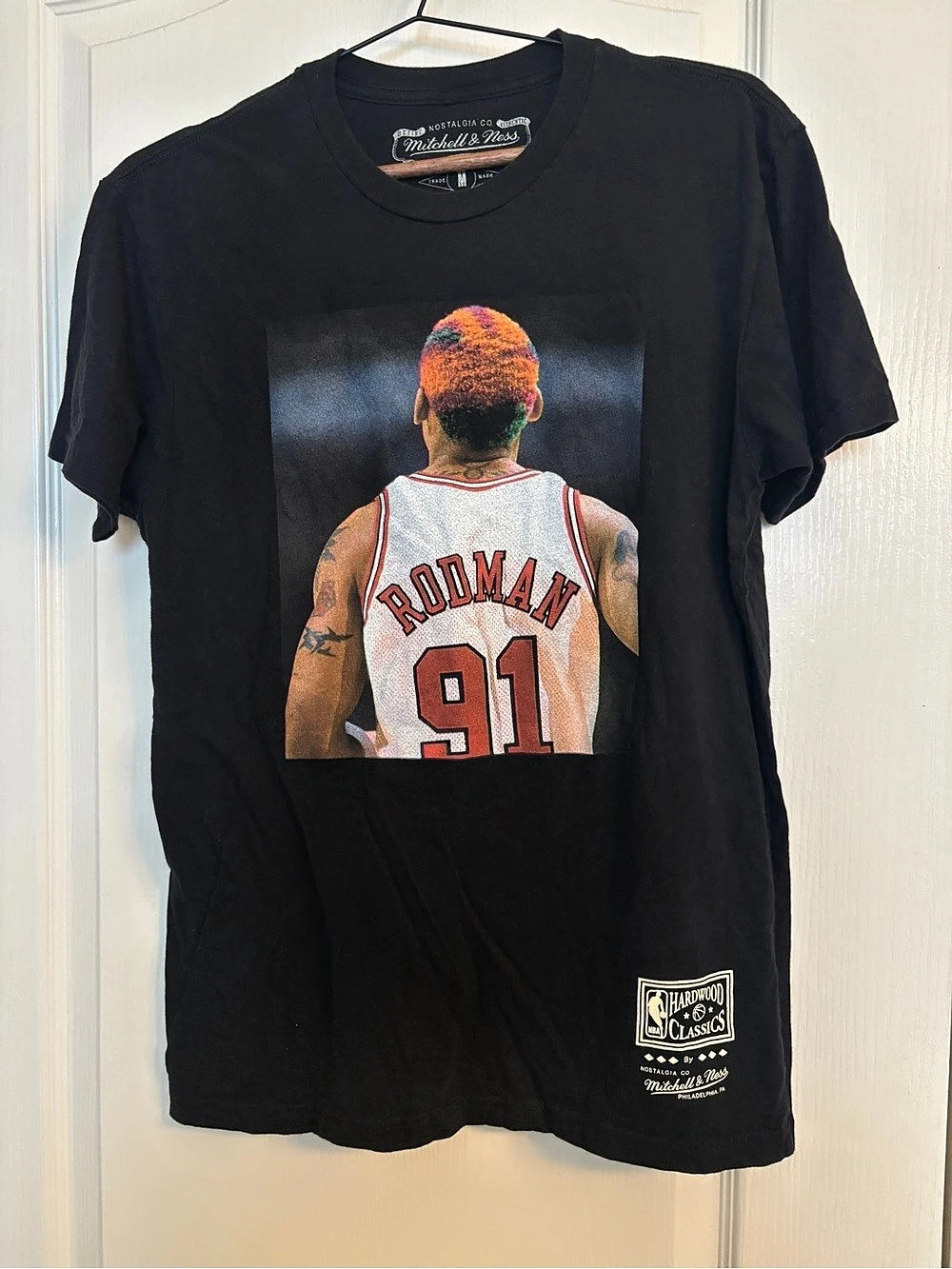 Mitchell & Ness Dennis Rodman Chicago Bulls Graphic Tee Sz Md Hardwood Classics